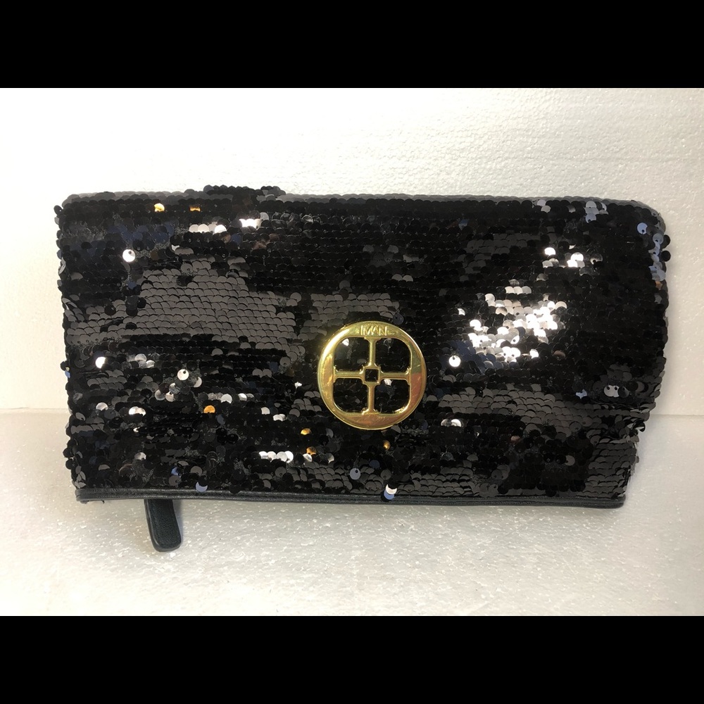 NWOT IMAN Global Chic evening Sequin Clutch purse